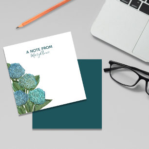 Dusty Blue Modern Floral Foliage Hydrangea Card