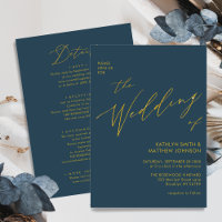 Dusty Blue Modern Gold Script All In One Wedding