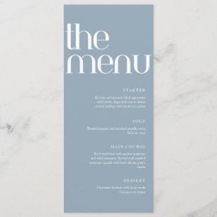 Dusty Blue Modern Handwriting Wedding Dinner  Menu