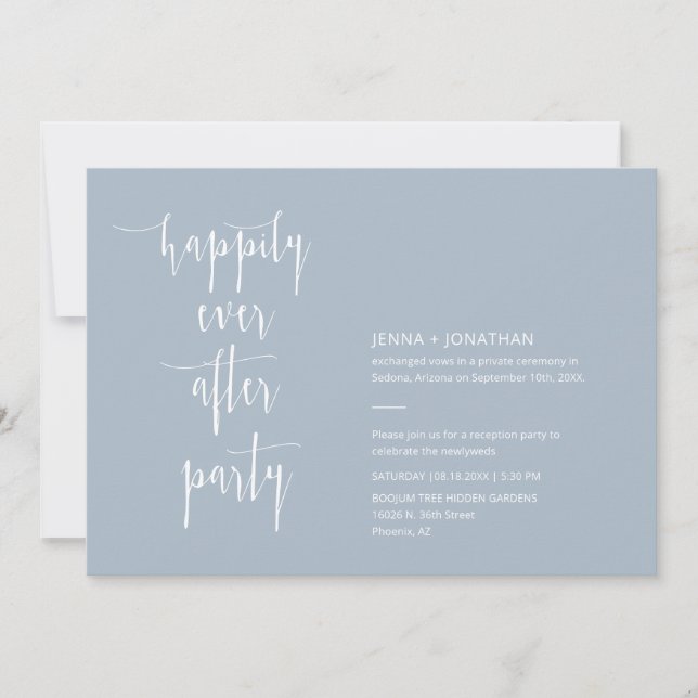 Dusty Blue Modern Happily Ever After QR Code Photo Invitation (Front)
