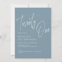 Dusty Blue | Modern Minimal Script 21st Birthday