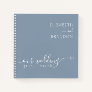 Dusty Blue Modern Minimal Wedding Guest Book