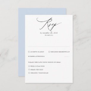 Dusty Blue Modern Minimal Wedding RSVP Card