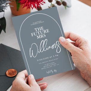 Dusty Blue Modern Minimalist Arch Bridal Shower Invitation