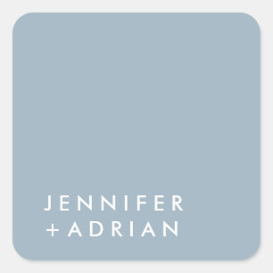 Dusty Blue Modern Minimalist Custom Name Square Sticker