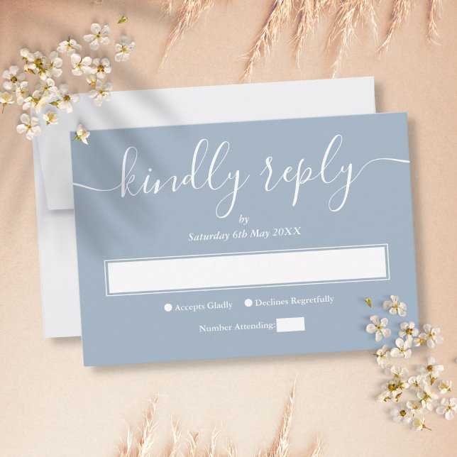 Dusty Blue Modern Minimalist Elegant Script RSVP Card (Creator Uploaded)