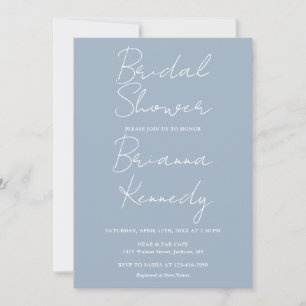 Dusty Blue Modern Minimalist Script Bridal Shower Invitation