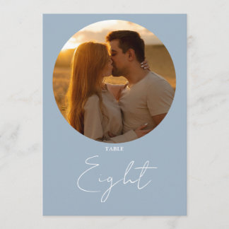 Dusty Blue Modern Minimalist Script Table Number