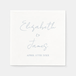 Dusty Blue Modern Minimalist Script Wedding Napkin