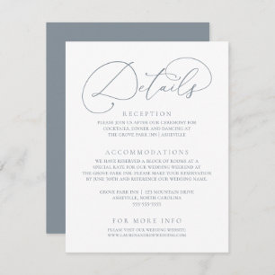 Dusty Blue Modern Minimalist Wedding Details Enclosure Card