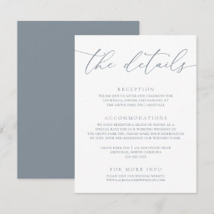 Dusty Blue Modern Minimalist Wedding Enclosure Car Card