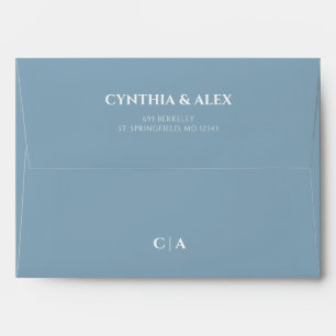 Dusty Blue Modern Minimalist Wedding Envelope