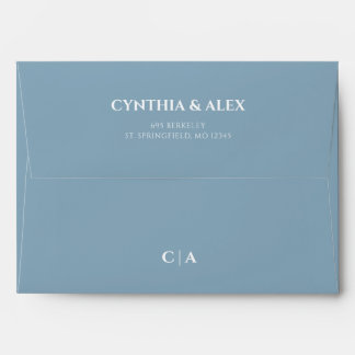 Dusty Blue Modern Minimalist Wedding Envelope