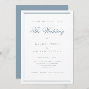 Dusty Blue Modern Minimalist Wedding Invitation