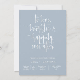 Dusty Blue Modern Minimalist Wedding QR Code Photo Invitation