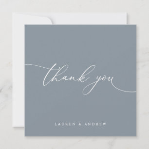 Dusty Blue Modern Minimalist Wedding Thank You