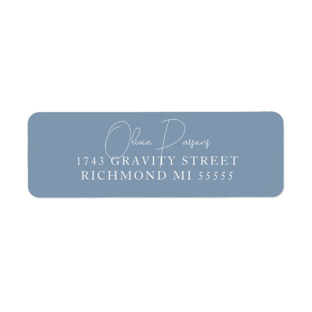 Dusty Blue Modern Minimally Scripted Label (Front)