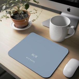 Dusty Blue Modern Monogram Mouse Pad