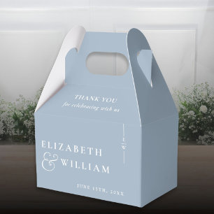 Dusty Blue Modern Monogram Wedding Thank You  Favour Box