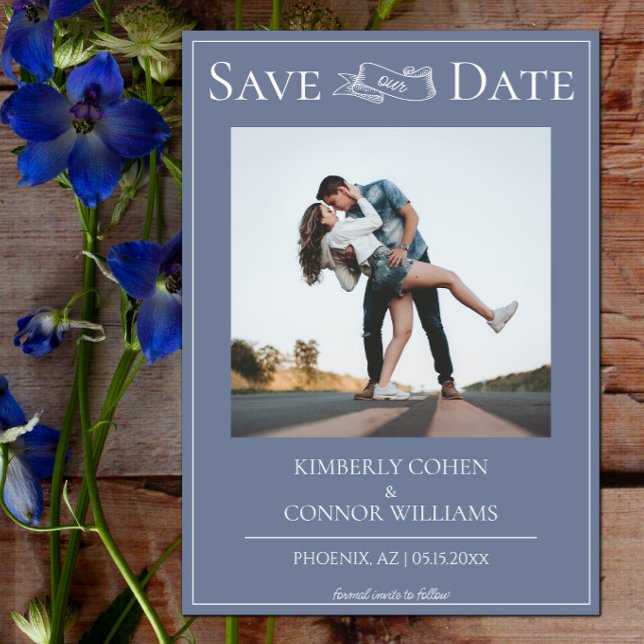 Dusty Blue Modern Photo Save the Date (Dusty Blue Modern Photo Save the Date)