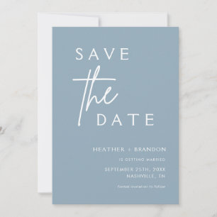 Dusty Blue Modern Photo Save the Dates Invitations
