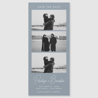 Dusty Blue Modern Photo Strip Magnetic Wedding