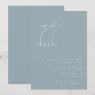 Dusty Blue Modern Rehearsal Dinner Invitation