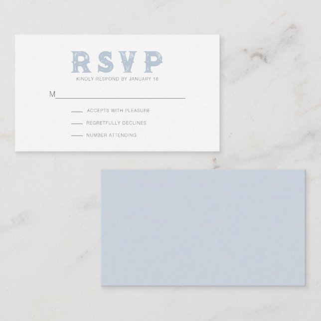 Dusty Blue Modern Rustic RSVP Enclosure Card (Front/Back)