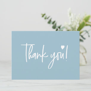 Dusty blue Modern script Baby Shower Thank You Card