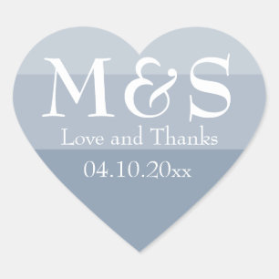 Dusty Blue Modern Script Heart Wedding Sticker