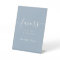 Dusty Blue Modern Script Wedding Favours Table