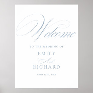 Dusty Blue Modern Script Wedding Welcome Sign