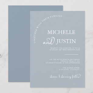 Dusty Blue Modern Simple Minimalist Wedding Invitation