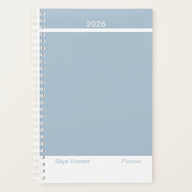 Dusty Blue Modern Small Planner (Front)