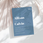 dusty blue modern text wedding invitation<br><div class="desc">modern wedding invite template,  text design with dusty blue and white colours,  add your own details and QR code.</div>