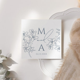Dusty Blue Modern Vintage Monogram Wedding Napkin