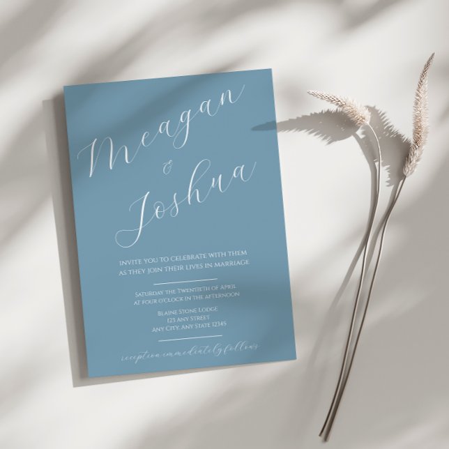 Dusty Blue Modern Wedding Invitation (Creator Uploaded)