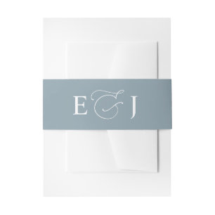 Dusty Blue Modern Wedding Invitation Belly Band