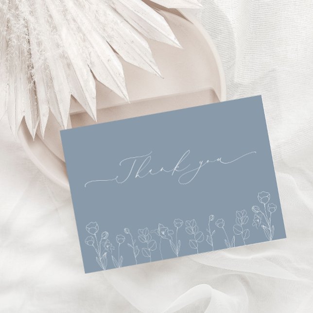 Dusty Blue modern Wedding Thank You Card (Creator Uploaded)