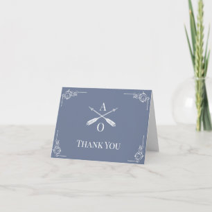 Dusty Blue Monogram and Arrows Wedding Thank You