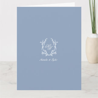 Dusty Blue Monogram Crest Thank You Card