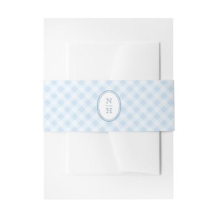 Dusty Blue Monogram Crest Wedding Invitation Belly Band