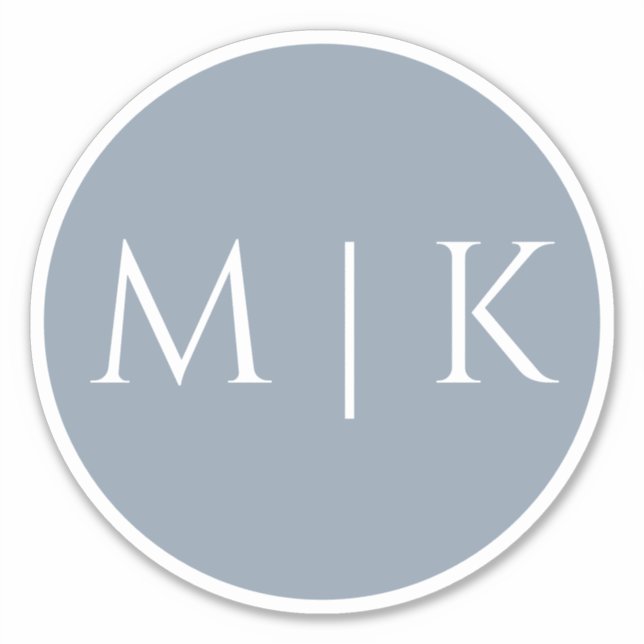 Dusty Blue Monogram Elegant Simple Minimal Wedding (Front)