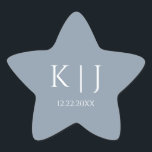 Dusty Blue Monogram Initial Minimal Trendy Wedding Star Sticker<br><div class="desc">Printed with monogram initials for couples in custom dusty blue color great for weddings,  engagements,  anniversay etc (which you can edit,  change and personalize) in simple,  elegant design!</div>