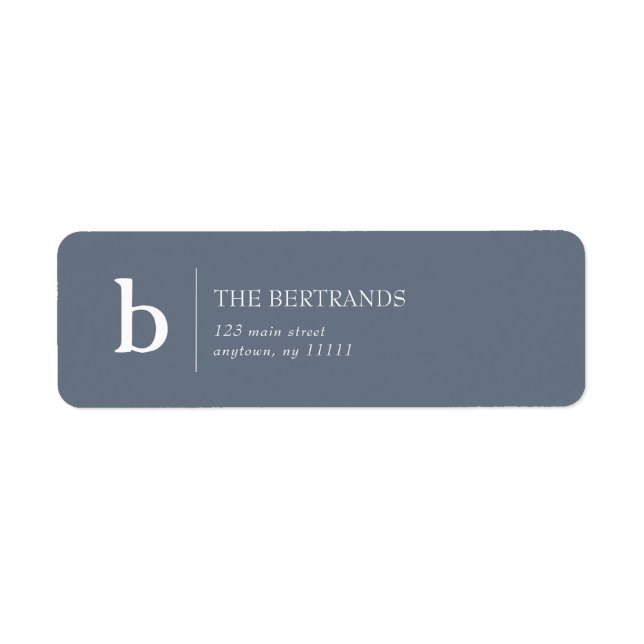 Dusty Blue Monogram Initial Return Address Label (Front)