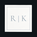 Dusty Blue Monogram Initials Classy Wedding Napkin<br><div class="desc">Designed with text template for monogrammed initials which you can customise!</div>