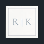 Dusty Blue Monogram Initials Classy Wedding Napkin<br><div class="desc">Designed with text template for monogrammed initials which you can customise!</div>