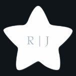 Dusty Blue Monogram Initials Minimal Wedding Star Sticker<br><div class="desc">Designed with text template for monogrammed initials which you can customise!</div>