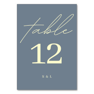 Dusty Blue Monogram Minimal Modern Wedding Table Number