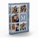 Dusty Blue Monogram Newlyweds Photo Block<br><div class="desc">Upload your favourite photographs to create a one-of-a-kind monogram photo keepsake</div>